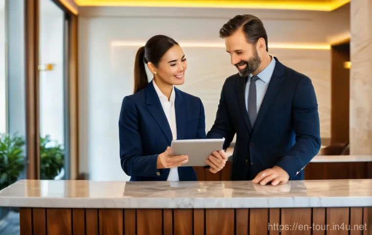 관광 경영학 - **"A family of four (parents and two children aged 8 and 12, all wearing light, respectful clothing)...