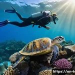 해양 생태 관광 - A vibrant underwater scene showcasing a coral reef ecosystem in the Great Barrier Reef, Australia, w...